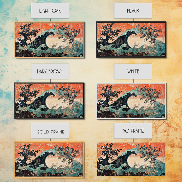 Dramatic Japanese Wave Wall Art, Modern Abstract Ocean Canvas Print, Coastal Seascape Decor, Bold Living Room Statement Art