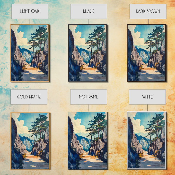 Rocky Mountain Pass Wall Art, Alpine Landscape Canvas Print, Japanese Style Nature Decor, Large Living Room Wall Art Gift
