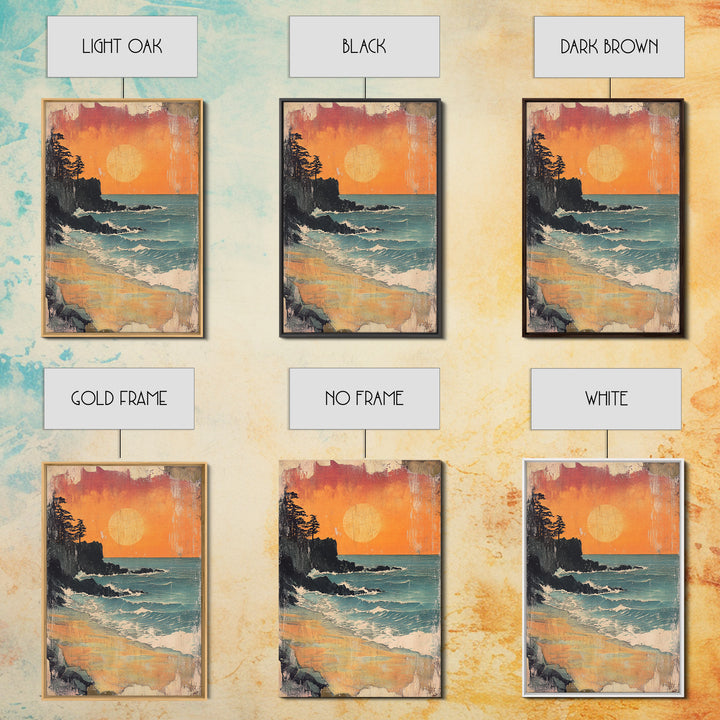 Rocky Pacific Beach Sunset Wall Art, Coastal Seascape Art Print, Ocean Wall Decor, Beach House Decor, Large Wall Art Prints