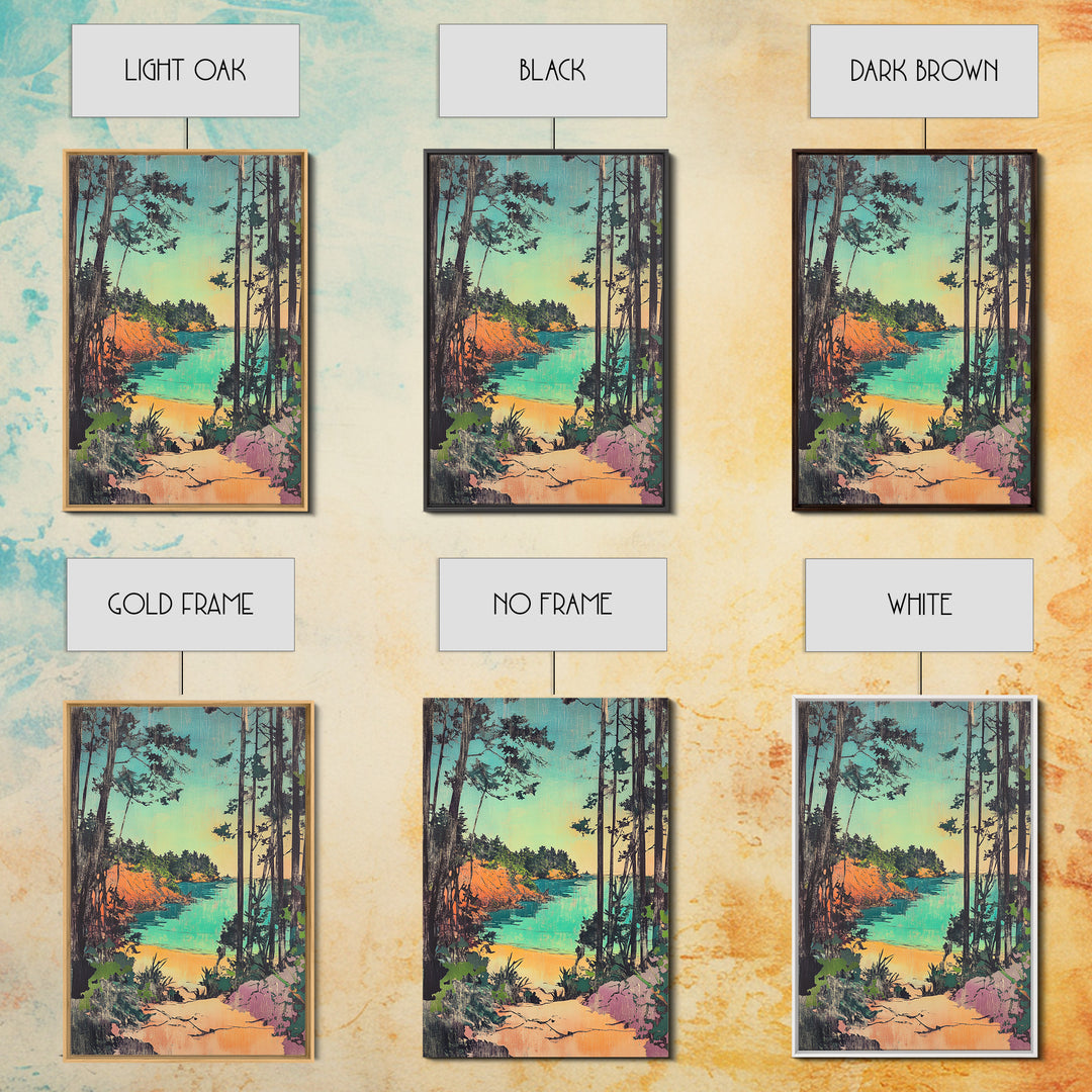 Forest Path To Turquoise Hidden Beach Wall Art, Coastal Canvas Print, Whimsical Nature Decor, Beach House Wall Decor Gift For Her