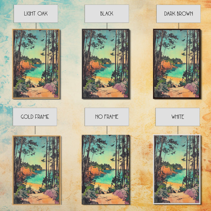 Forest Path To Turquoise Hidden Beach Wall Art, Coastal Canvas Print, Whimsical Nature Decor, Beach House Wall Decor Gift For Her