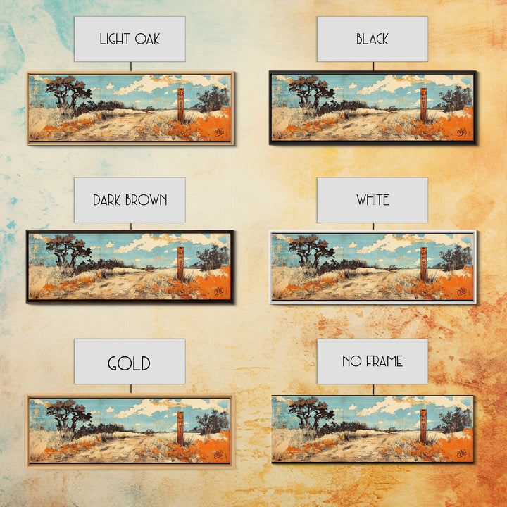 Sunlit Desert Path Canvas Print, Rustic Landscape Wall Art, Southwestern Decor, Orange Wildflower Art, Entryway Home Decor