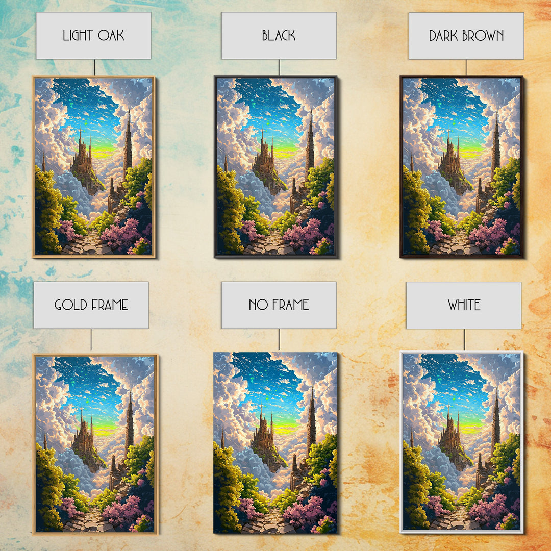 Floating Sky Castle Above The Clouds Canvas Print, Whimsical Dreamy Fantasy Wall Art For Bedroom Decor Housewarming Gift
