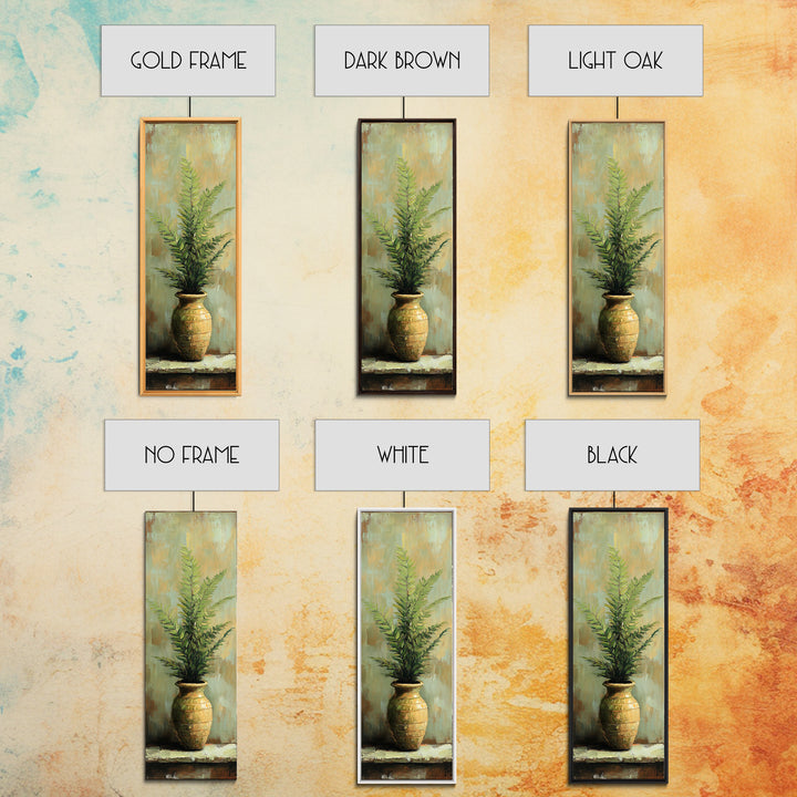 Green Fern In Golden Vase Canvas Print, Botanical Wall Art, Rustic Farmhouse Home Decor, Nature Living Room Art Gift For Her