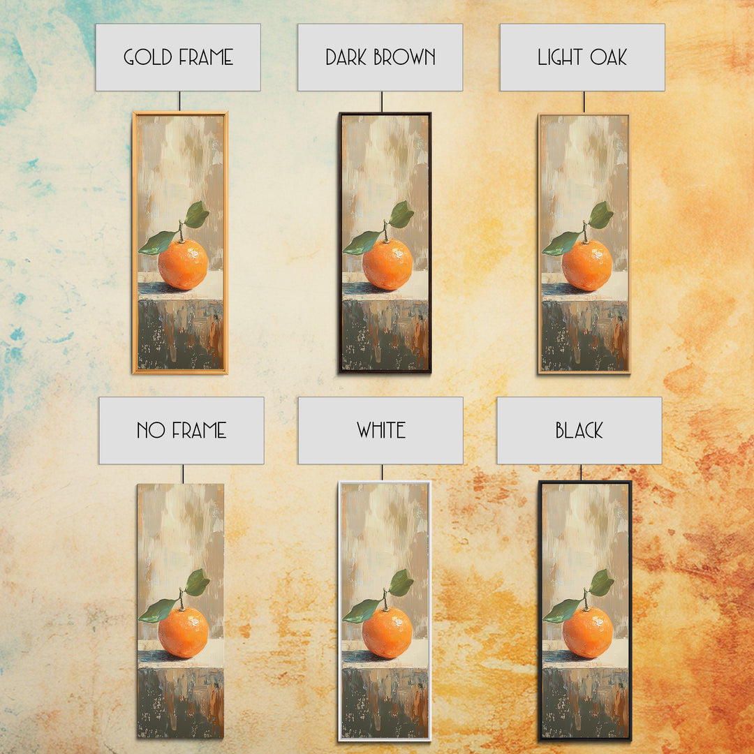 Orange With Green Leaves Canvas Print, Fruit Still Life Wall Art, Kitchen Wall Decor, Citrus Art Print, Modern Home Decor