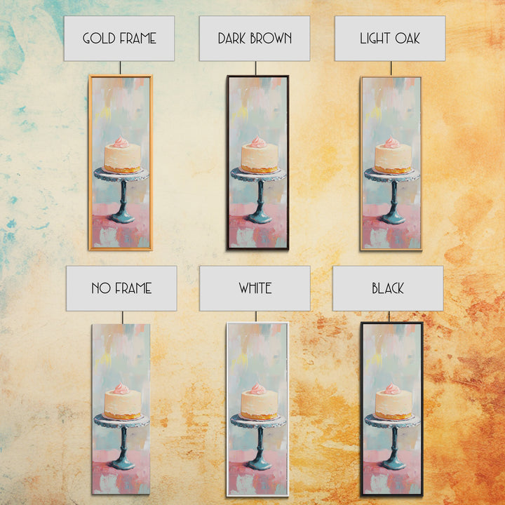 Pastel Cake On Pedestal Stand Canvas Print, Bakery Wall Art, Pink Kitchen Decor, Birthday Gift, Sweet Dessert Art Print Decor