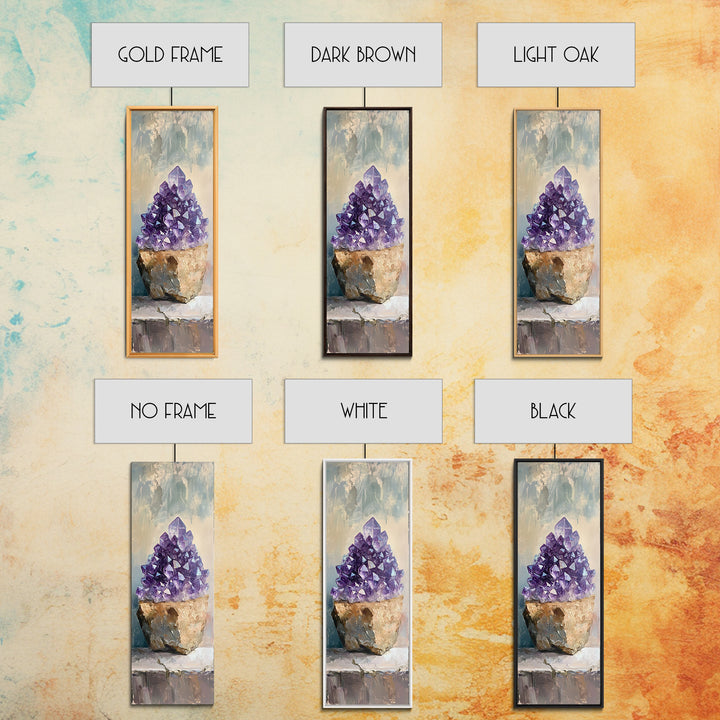 Purple Amethyst Crystal Cluster Wall Art, Mystical Framed Canvas Print For Spiritual Decor, Boho Home Decor, Unique Gift