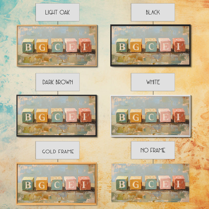 Pastel Alphabet Baby Blocks Wall Art, Nursery Canvas Print, Playroom Decor, Baby Shower Gift, Kids Room Wall Decor, Neutral Home Decor