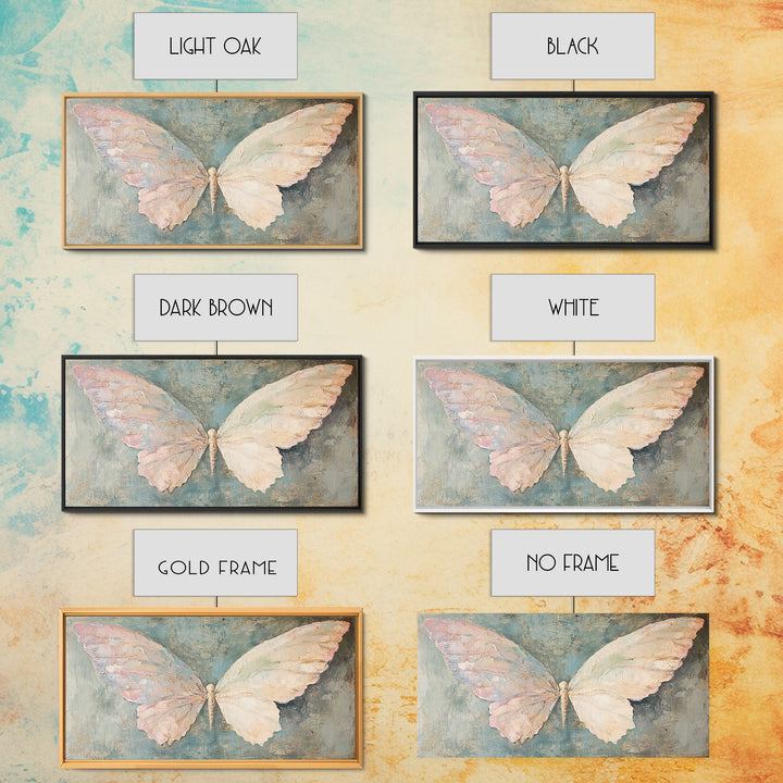 Soft White Butterfly Wings Wall Art, Whimsical Canvas Print, Feminine Nursery Decor, Nature Inspired Gift, Pastel Wall Decor