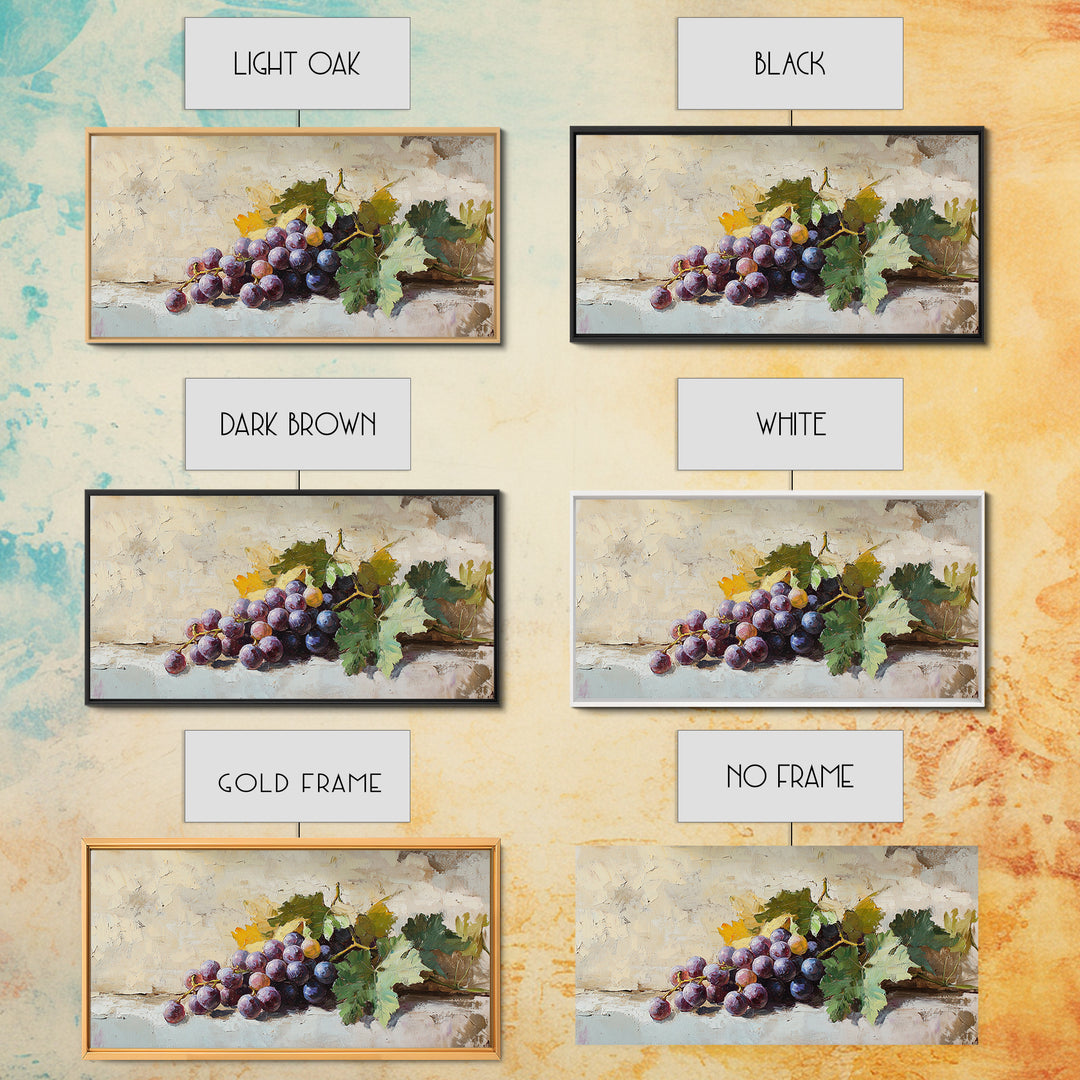 Purple Grapes Still Life Canvas Print, Rustic Kitchen Wall Art, Vineyard Decor, Wine Country Print, Farmhouse Dining Room