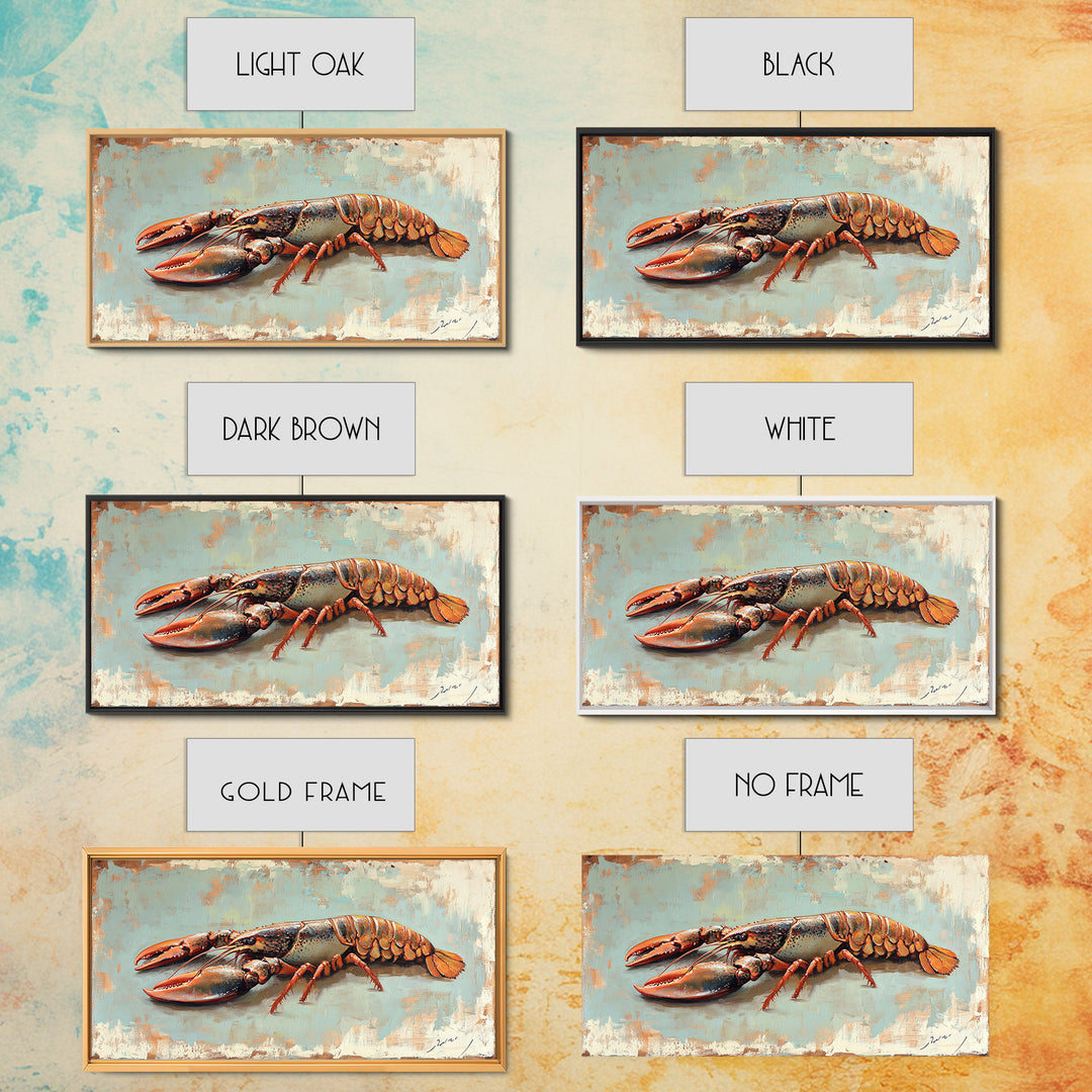 Red Lobster Seafood Still Life Wall Art, Coastal Kitchen Decor, Nautical Canvas Wall Art, Beach House Dining Room Gift Idea