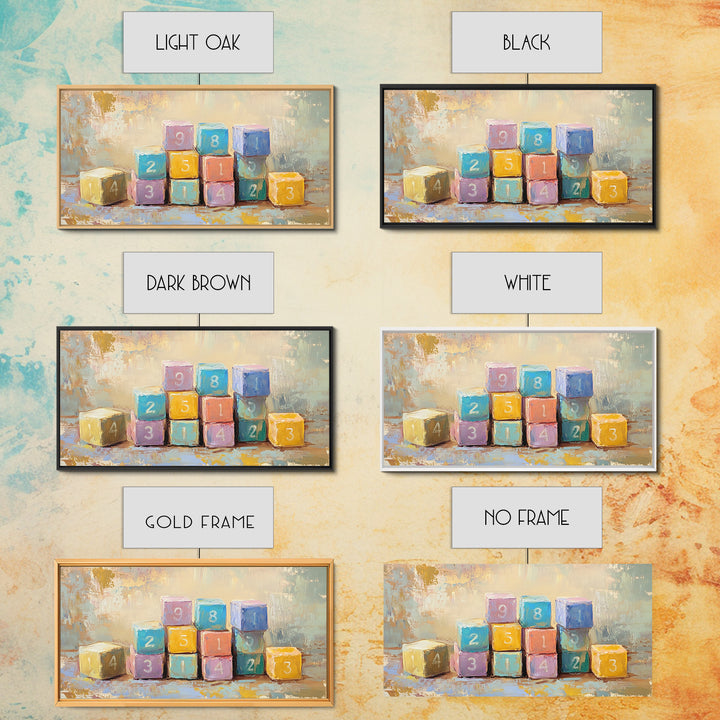 Colorful Numbered Toy Blocks Wall Art, Playroom Decor, Kids Room Art, Nursery Wall Art, Baby Shower Gift, Modern Canvas Print