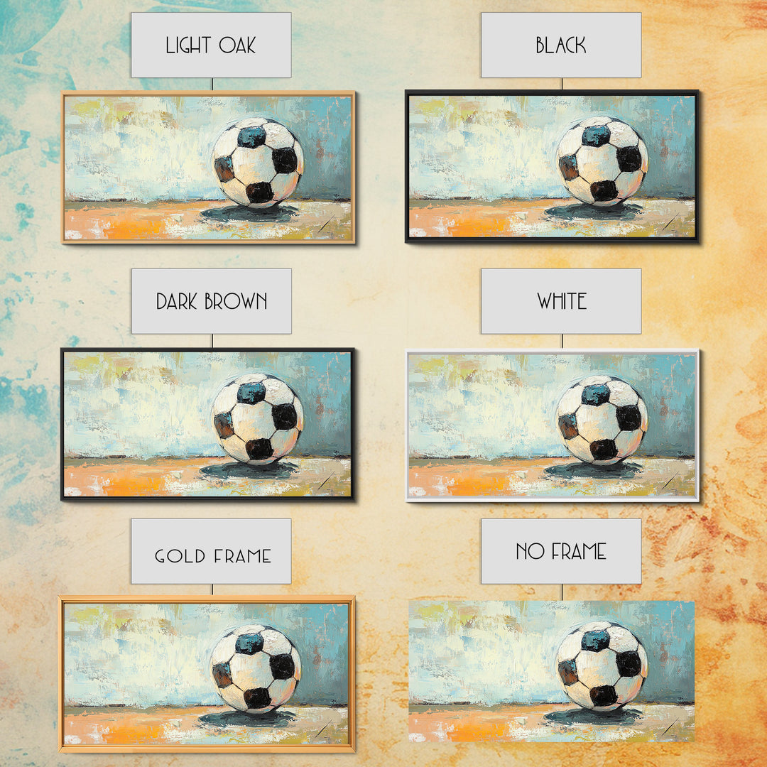 Classic Soccer Ball On Blue Abstract Background Wall Art, Sports Room Decor, Game Room Canvas Print, Gift For Him, Kids Room Art