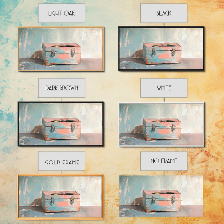 Rustic Pink And Blue Toolbox Canvas Print, Industrial Wall Art, Garage Decor, Mechanic Gift For Workshop And Office Home Decor