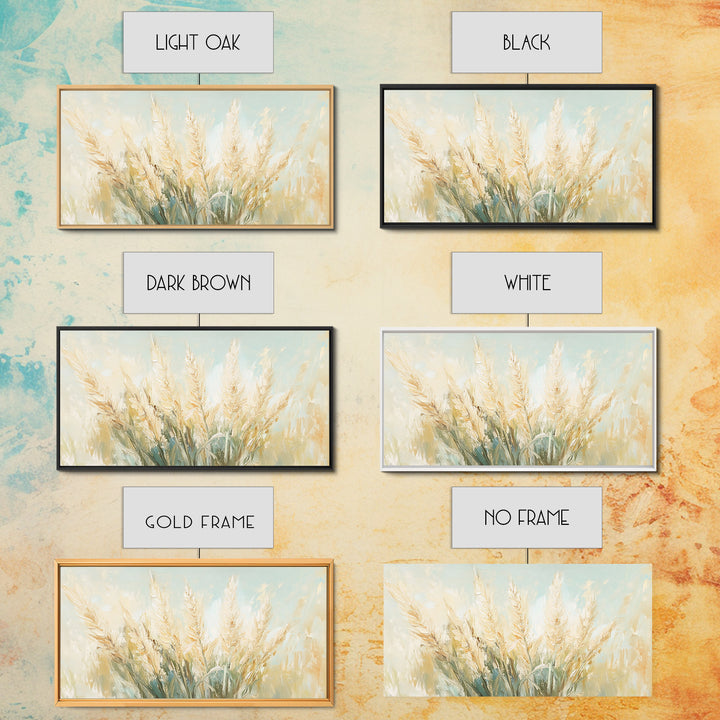 Golden Wheat Field Wall Art, Neutral Farmhouse Decor, Rustic Botanical Canvas Print, Earth Tone Above Sofa Living Room Art Gift