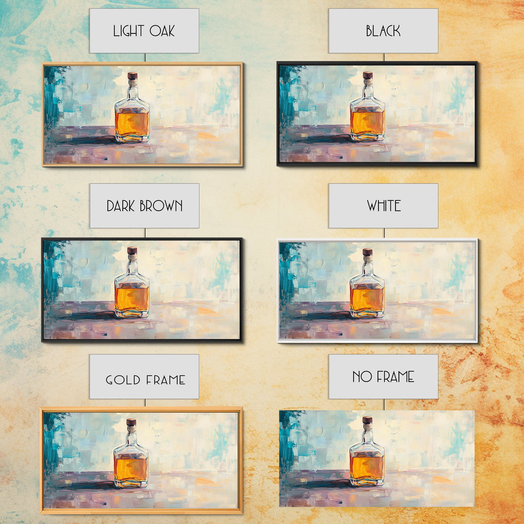 Amber Whiskey Bottle Wall Art, Modern Bar Decor, Masculine Home Office Canvas Print, Man Cave Gift For Him Living Room Wall Decor