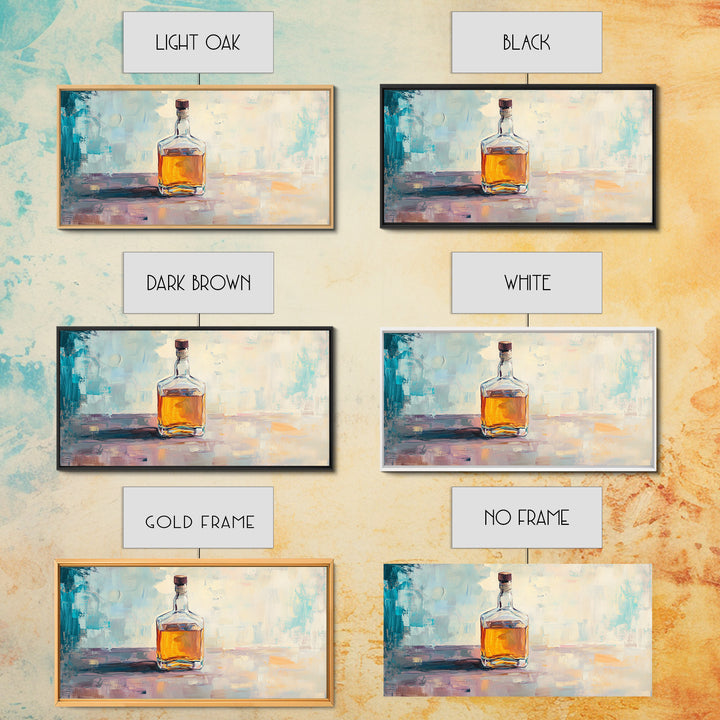 Amber Whiskey Bottle Wall Art, Modern Bar Decor, Masculine Home Office Canvas Print, Man Cave Gift For Him Living Room Wall Decor