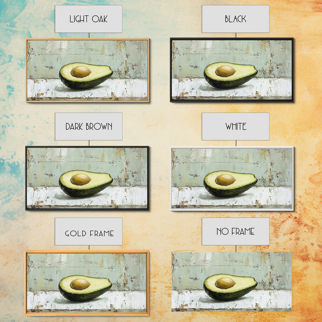 Avocado Half Still Life Canvas Print, Modern Kitchen Wall Art, Foodie Gift, Minimalist Food Art For Dining Room Decor And Home Decor