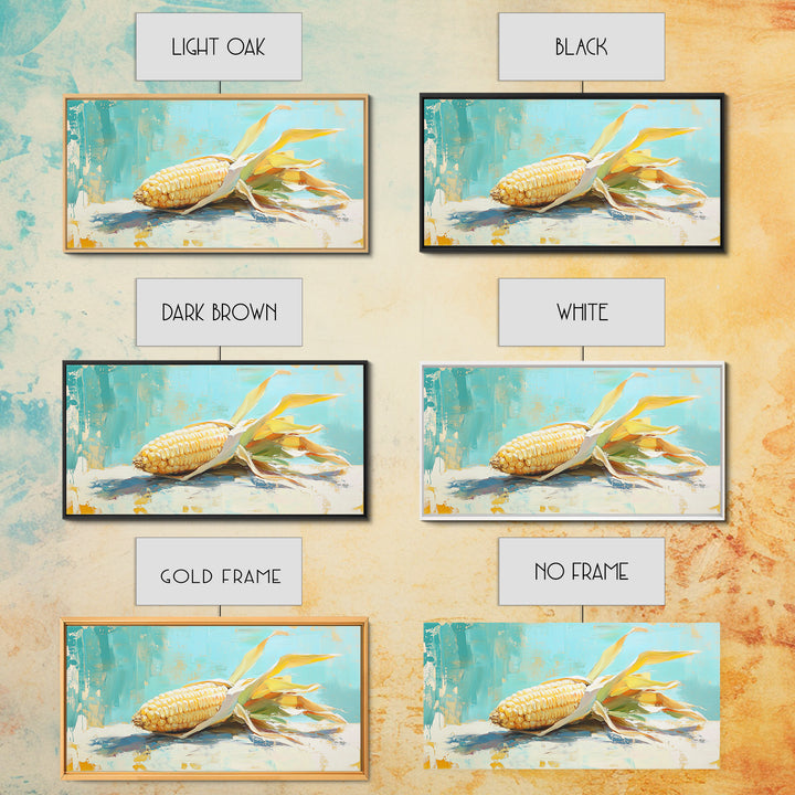 Golden Corn Still Life Canvas Print, Farmhouse Kitchen Wall Art, Rustic Country Decor, Food Art Print For Dining Room Decor