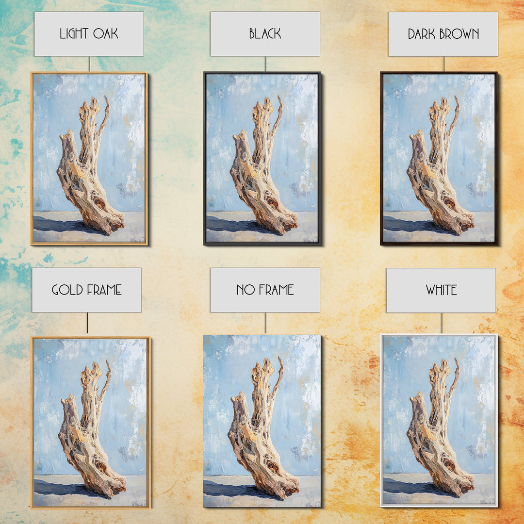 Sculptural Driftwood Still Life Canvas Print, Coastal Wall Art, Organic Modern Decor, Rustic Nature Art, Beach House Gift