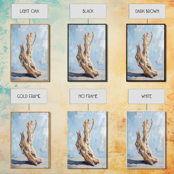 Sculptural Driftwood Still Life Canvas Print, Coastal Wall Art, Organic Modern Decor, Rustic Nature Art, Beach House Gift