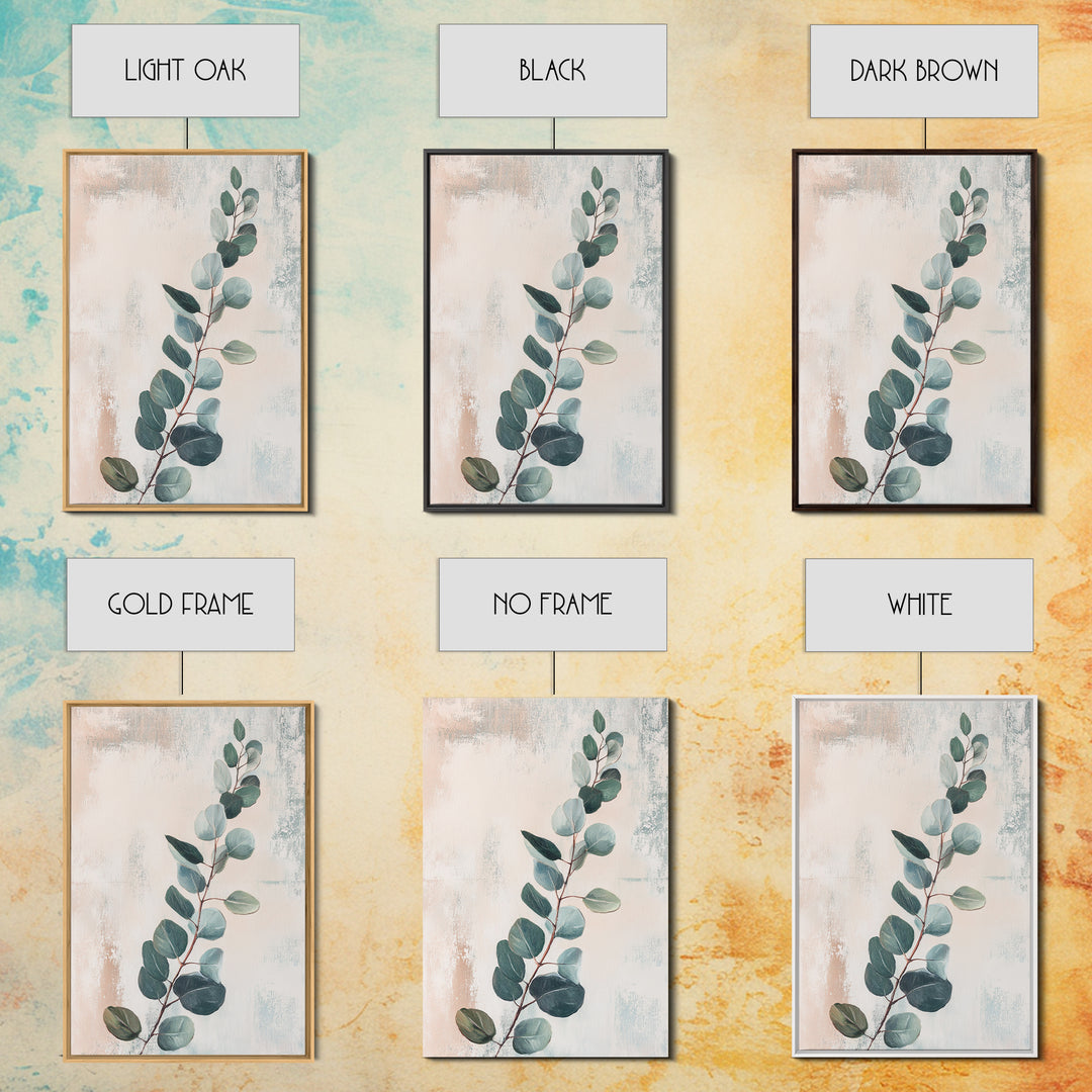 Soft Eucalyptus Branch Botanical Wall Art, Sage Green Minimalist Print, Neutral Home Decor, Japandi Nature Art For Bedroom