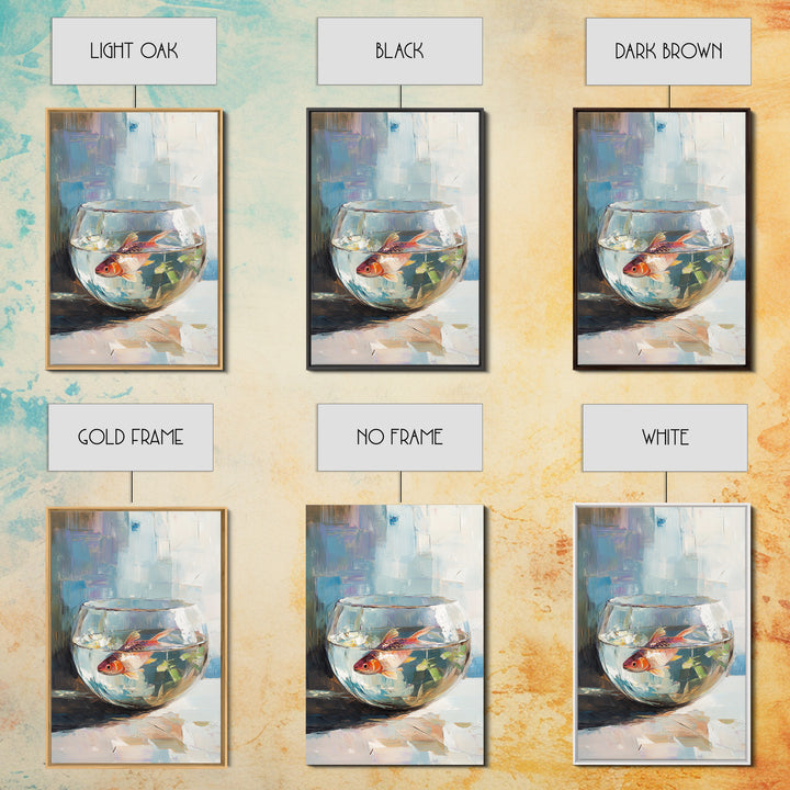 Goldfish In Glass Bowl Canvas Print, Aquatic Animal Wall Art, Coastal Bathroom Decor, Kids Room Art, Ocean Life Gift For Her