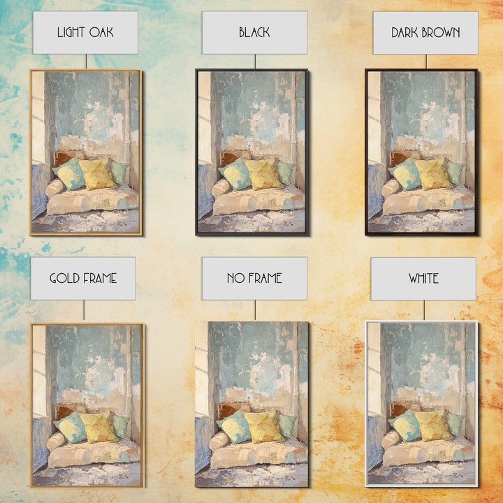 Sunlit Sofa With Pastel Pillows Wall Art, Cozy Bedroom Decor, Neutral Living Room Art, Apartment Decor, Housewarming Gift