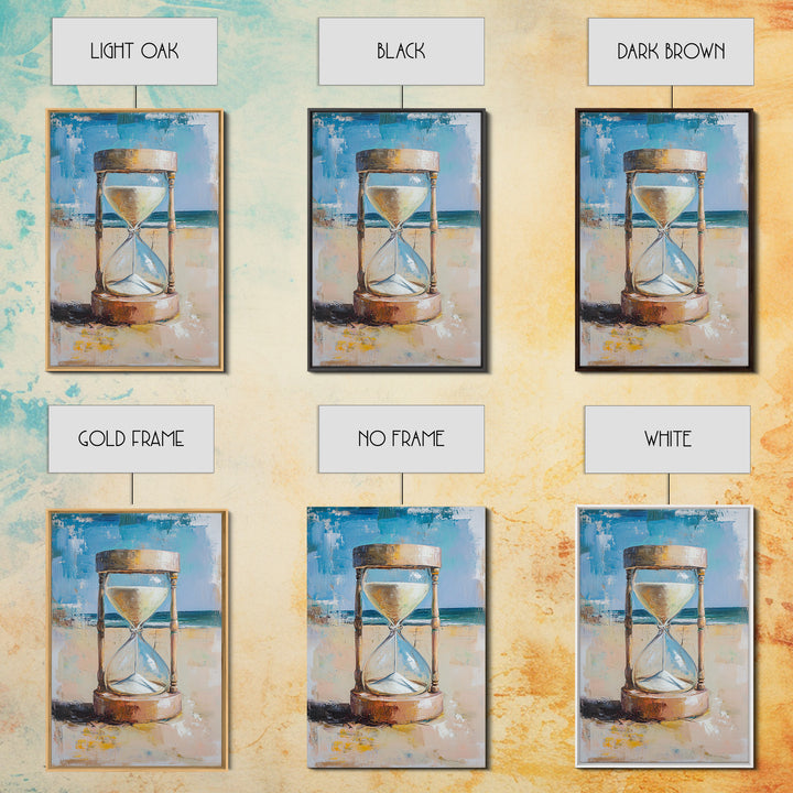 Beach Hourglass With Blue Sea Canvas Print, Coastal Wall Art, Ocean Decor, Seascape Painting, Living Room Wall Decor, Beach House Decor