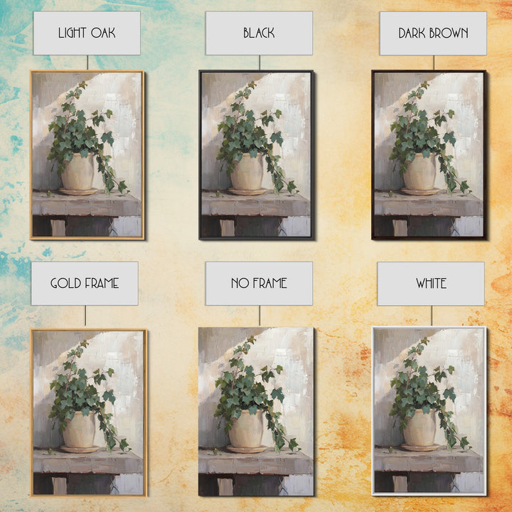 Trailing Ivy Plant In Ceramic Pot Canvas Print, Botanical Wall Art, Neutral Home Decor, Minimalist Art, Living Room Decor
