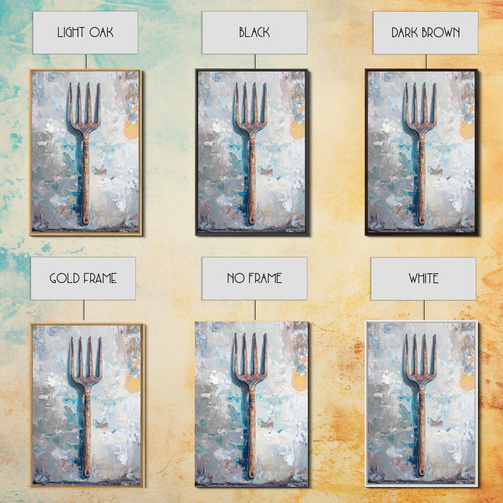 Rusty Garden Fork Still Life Wall Art, Farmhouse Kitchen Decor, Rustic Wall Decor, Industrial Art Print, Unique Housewarming Gift