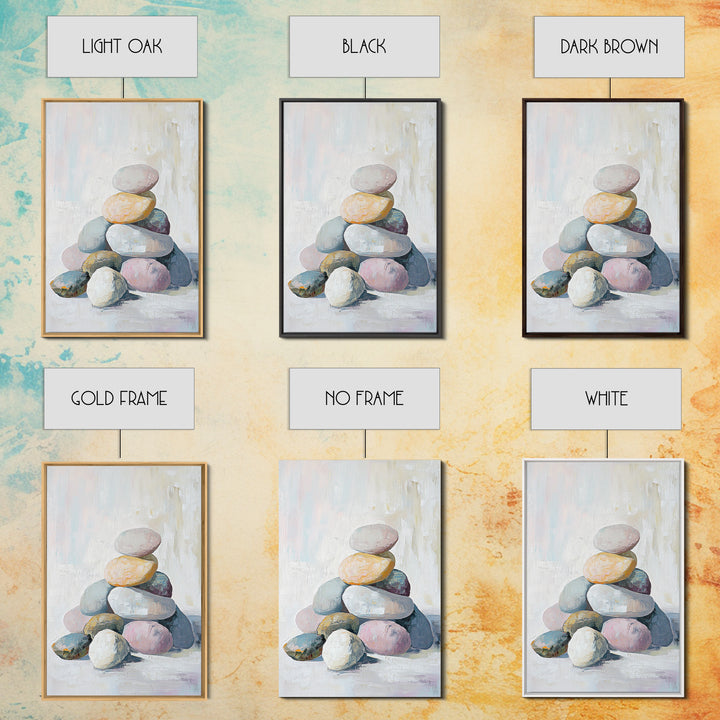 Stacked Pastel Stones Canvas Print, Zen Spa Wall Art, Neutral Bathroom Decor, Minimalist Wall Art, Calming Home Decor Gift