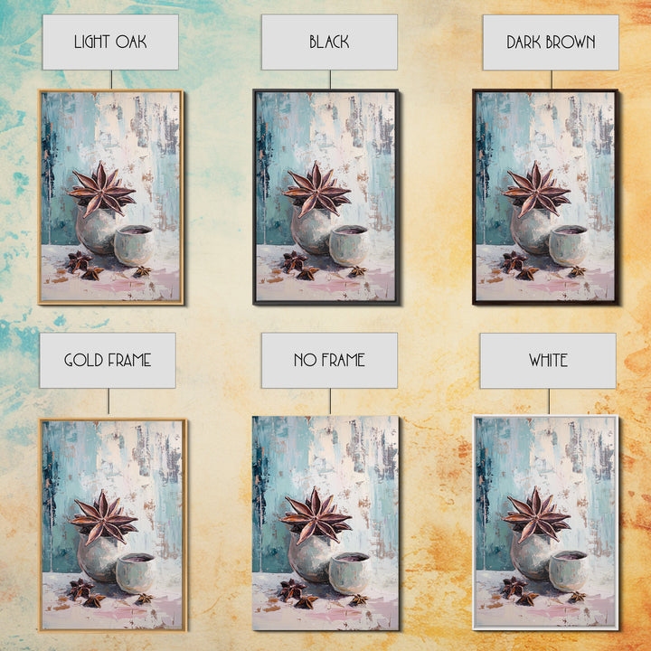 Star Anise And Ceramic Cup Spice Wall Art, Cozy Kitchen Decor, Rustic Food Still Life Canvas Print, Housewarming Gift For Her