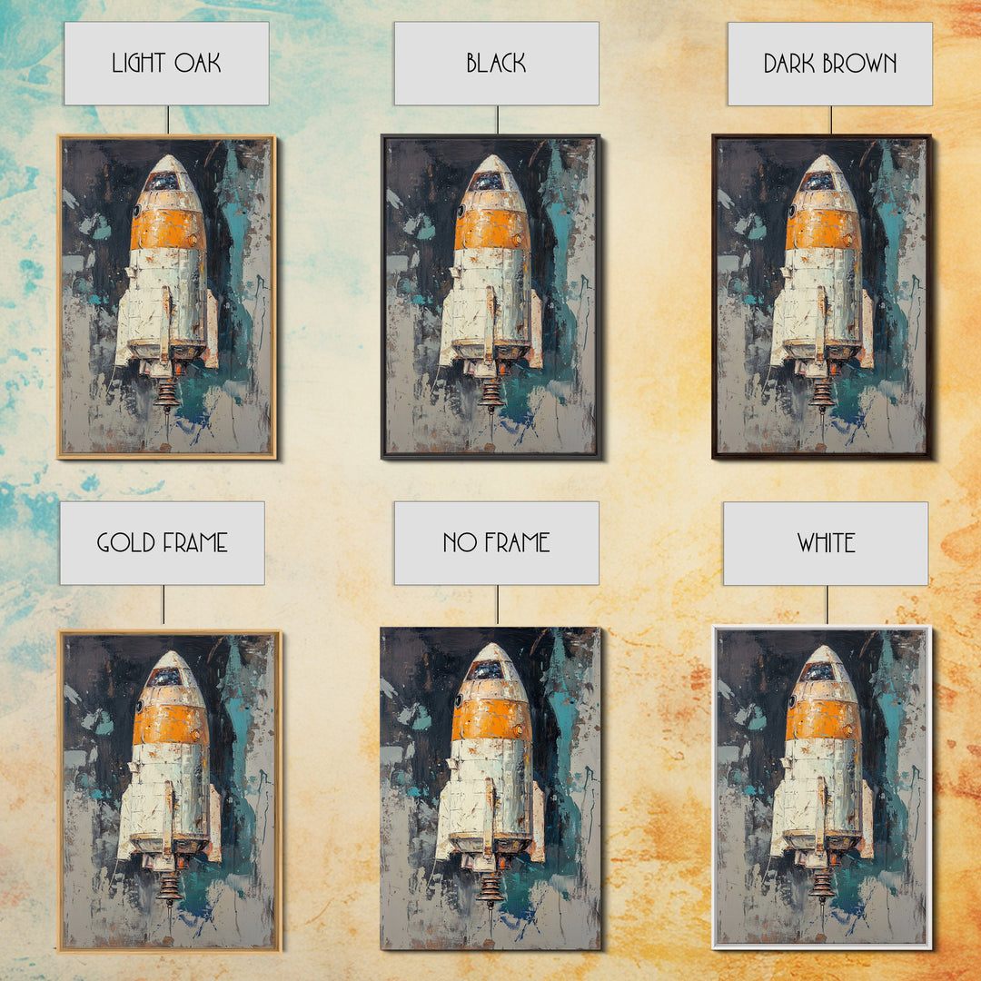 Retro Rocket Ship Spacecraft Wall Art, Sci Fi Wall Art, Futuristic Decor, Space Wall Decor, Gaming Room Art, Large Canvas Art