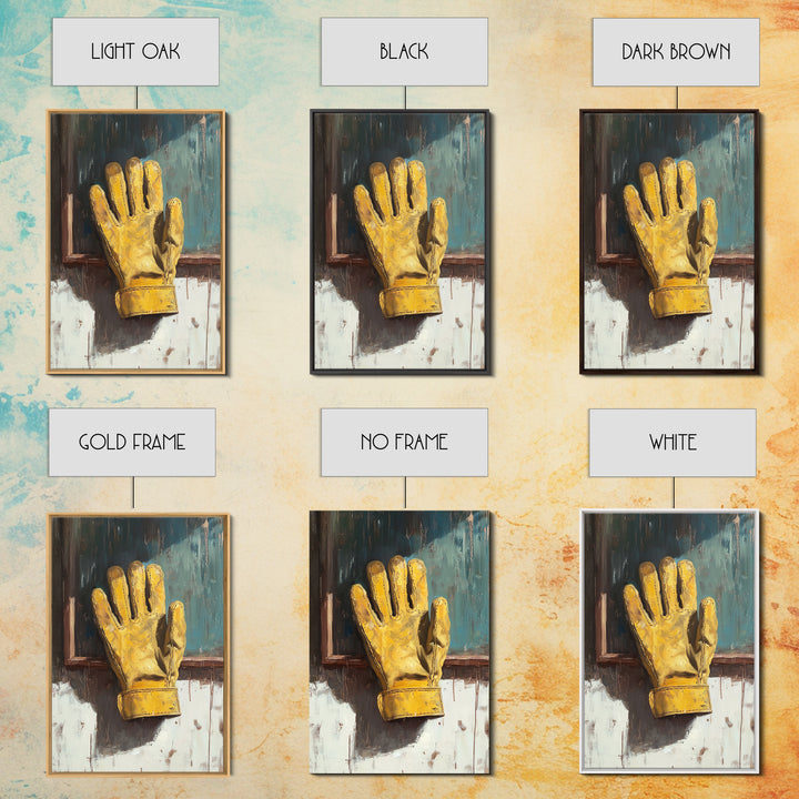 Yellow Work Glove On Rustic Chalkboard Wall Art, Industrial Garage Canvas Print, Tool Room Man Cave Wall Decor, Gift For Him