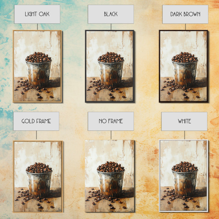 Coffee Beans In Rustic Tin Canvas Print, Kitchen Wall Art, Coffee Bar Decor, Cafe Poster, Foodie Gift For Coffee Lovers Art