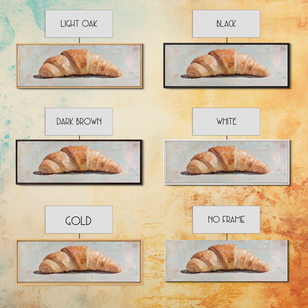 Golden Croissant Canvas Print, French Bakery Art, Kitchen Wall Decor, Cafe Poster, Food Lover Gift, Parisian Home Decor Print