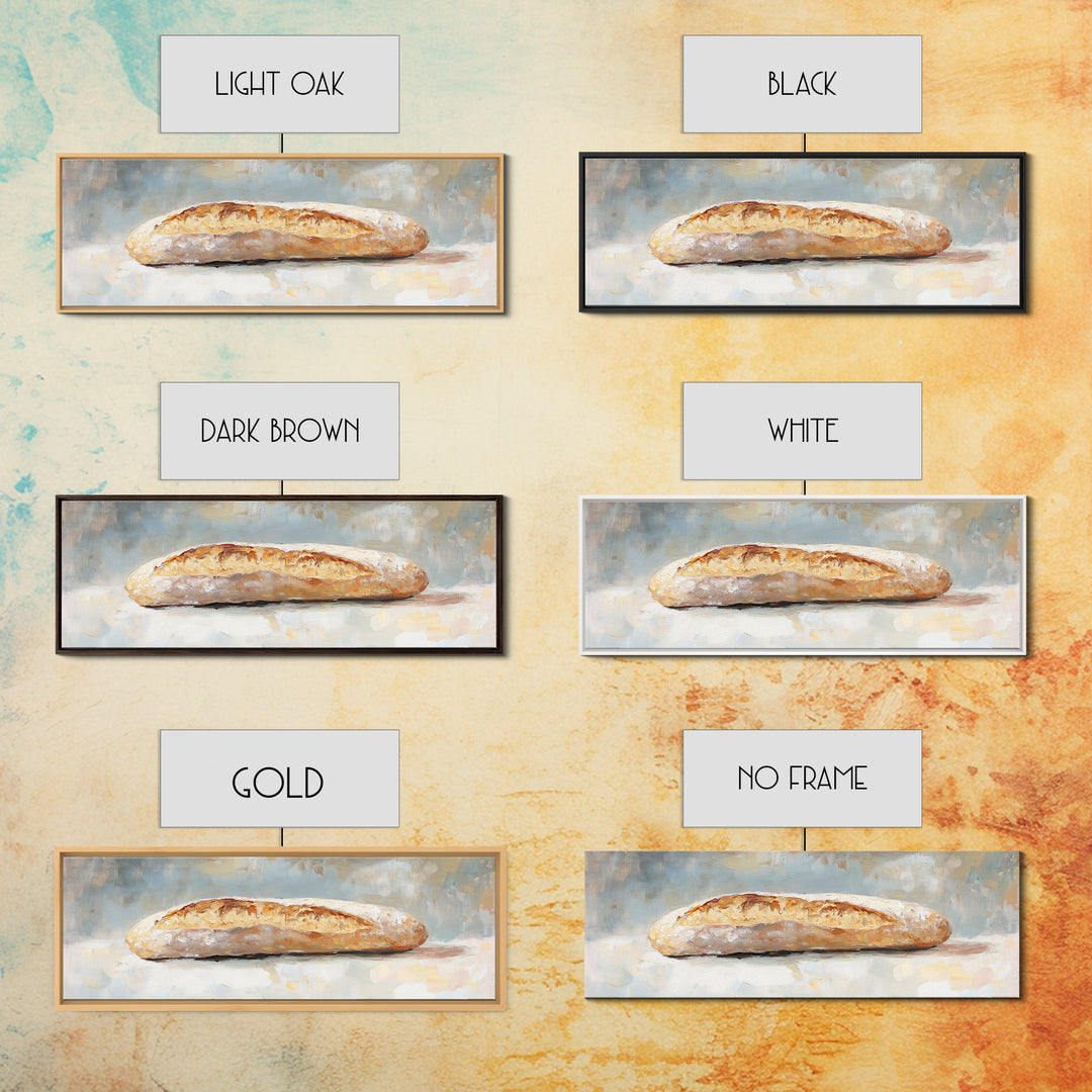 Rustic Baguette Bread Still Life Wall Art, French Bakery Canvas Print For Kitchen, Cafe Decor, Foodie Gift, Dining Room Print