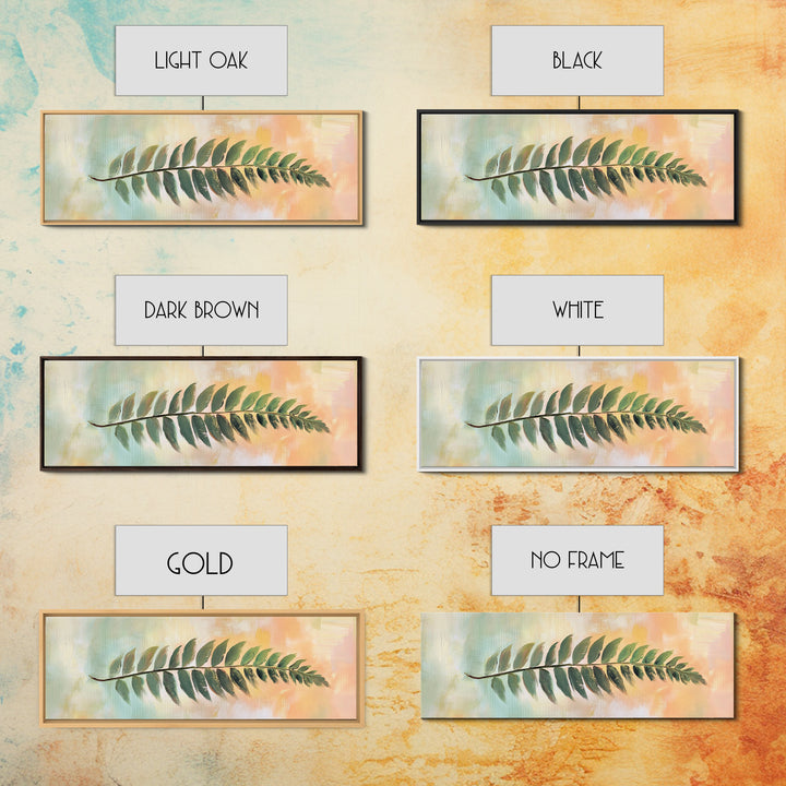 Green Fern Leaf On Pastel Abstract Wall Art, Botanical Canvas Print For Bathroom, Nature Decor, Sage Green Living Room Art