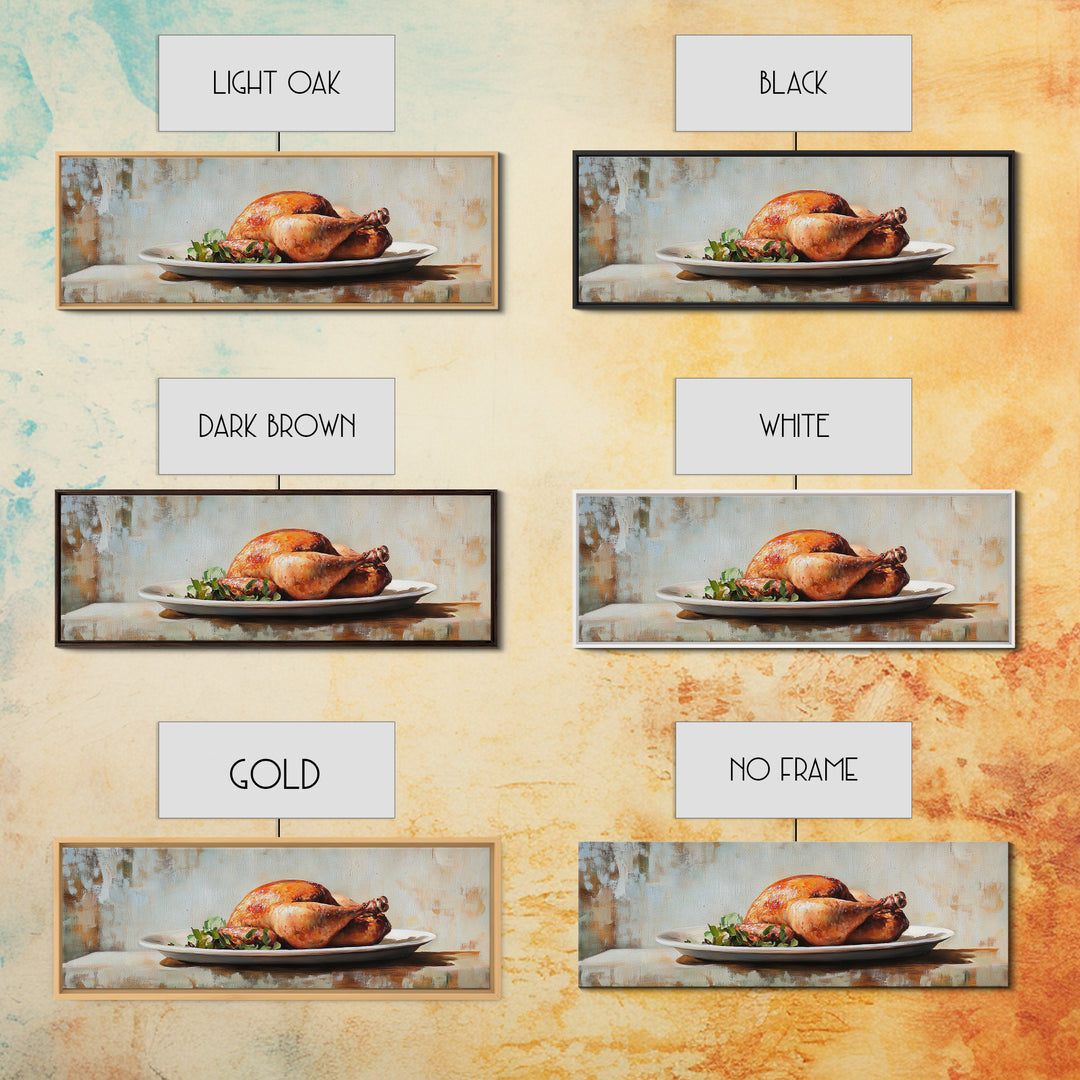 Roasted Chicken On White Platter Canvas Print, Rustic Kitchen Wall Decor, Food Art, Dining Room Decor, Housewarming Gift