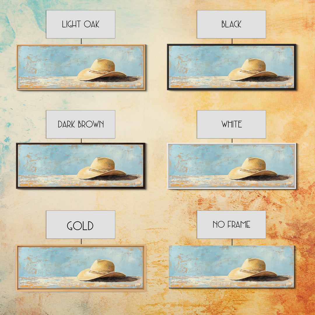 Wide Brim Straw Hat Wall Art, Neutral Coastal Decor, Beach House Print, Summer Bedroom Decor, Minimalist Canvas Gift For Her