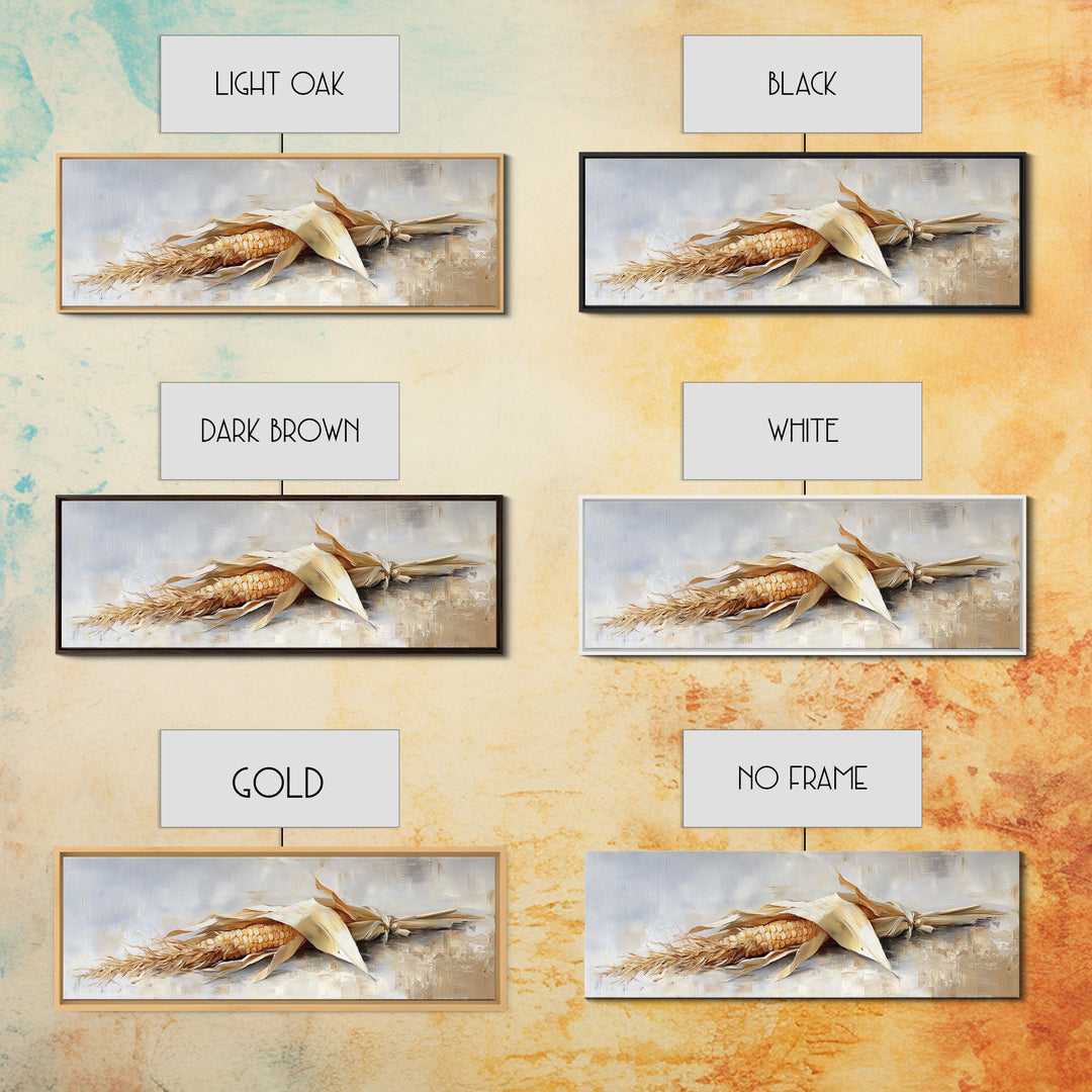 Dried Corn Husk Still Life Wall Art, Farmhouse Kitchen Decor, Rustic Canvas Print, Harvest Food Art For Country Home Decor