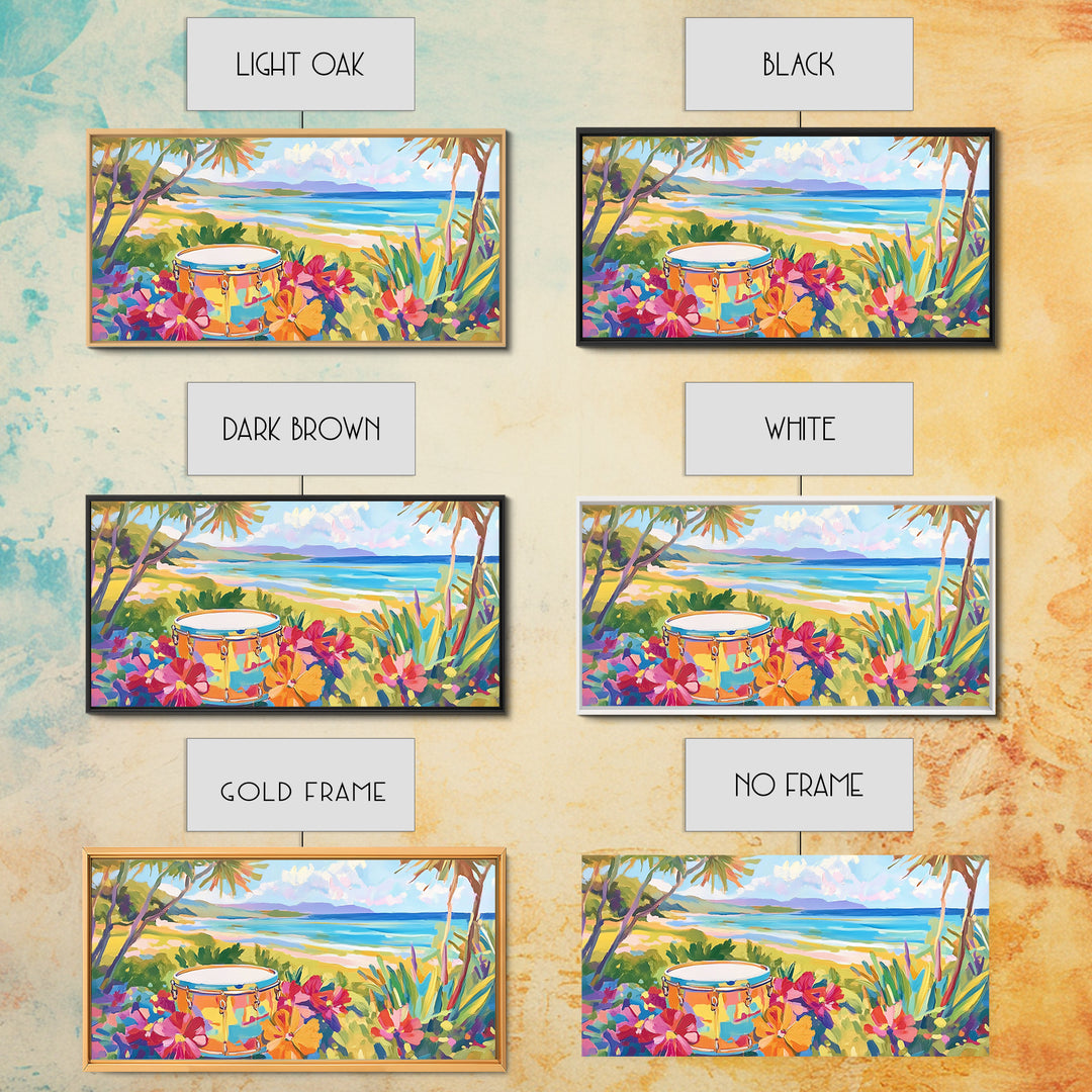 Tropical Beach Drum By Blue Ocean Wall Art, Coastal Wall Art, Beach House Decor, Vibrant Tropical Decor, Living Room Decor, Summer Gift