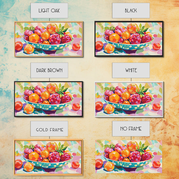 Bright Fruit Bowl With Berries Canvas Print, Colorful Kitchen Wall Art, Fruit Art Painting, Dining Room Prints, Foodie Gift