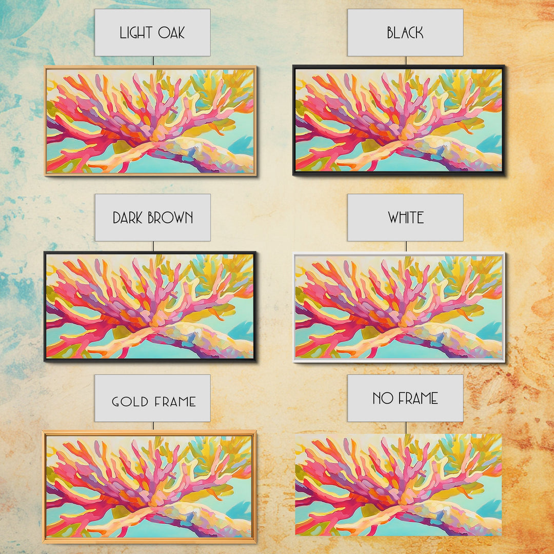 Bright Pink Coral Reef Branch Wall Art, Tropical Ocean Canvas Print, Coastal Decor, Marine Life Art, Vibrant Beach House Decor