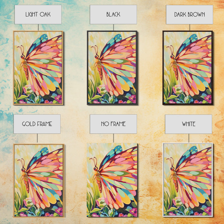 Rainbow Butterfly Canvas Print, Colorful Animal Wall Art, Whimsical Garden Decor, Nature Inspired Art, Nursery Wall Art Gift