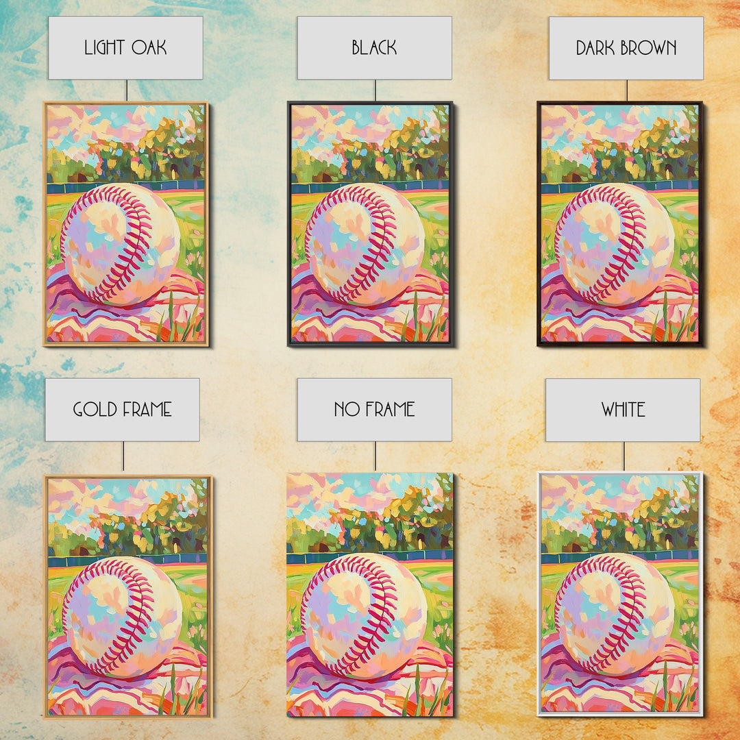 Pastel Baseball On Sunny Field Wall Art, Sports Wall Art, Boys Room Decor, Game Room Art, Baseball Decor, Gift For Him, Home Decor