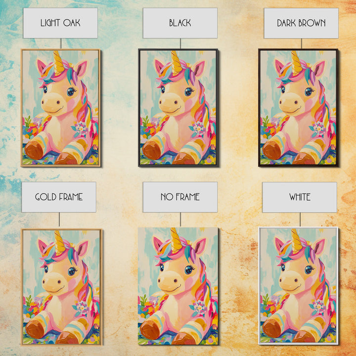 Cute Unicorn With Rainbow Mane Canvas Print, Whimsical Nursery Wall Art, Kids Room Decor, Baby Girl Nursery, Gift For Her