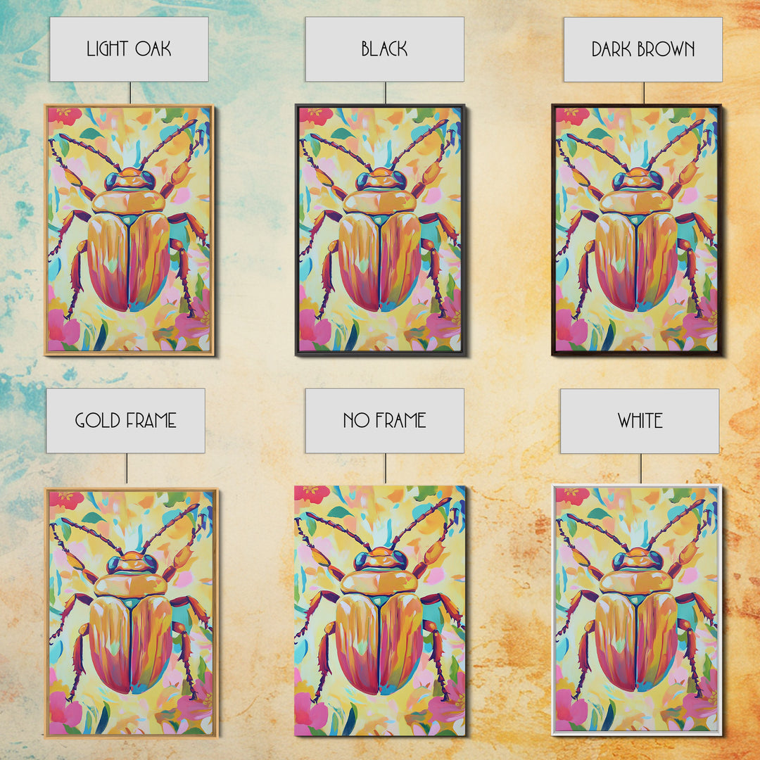 Golden Beetle Insect Wall Art, Colorful Animal Art, Whimsical Wildlife Print, Eclectic Home Decor, Nature Lover Gift, Insect Art