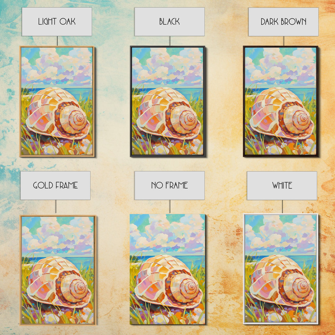 Pastel Conch Shell In Dune Grass Canvas Print, Coastal Wall Art, Beach House Decor, Ocean Wall Art, Summer Home Decor, Gift For Her